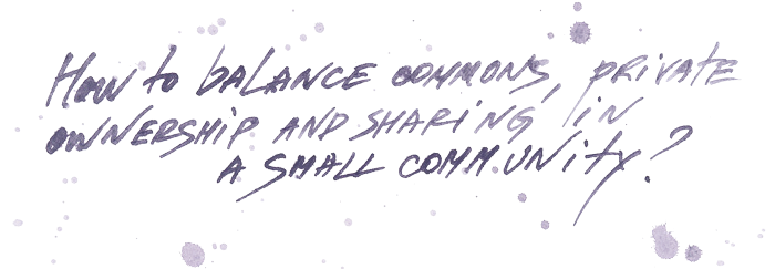 How to balance commons, private ownership and sharing in a small community?